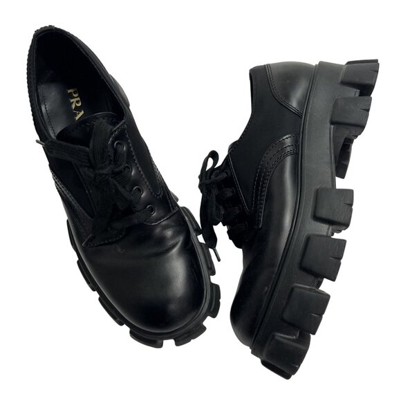 Prada | Shoes | Prada Monolith Brushed Leather Nylon Lace Up Shoes